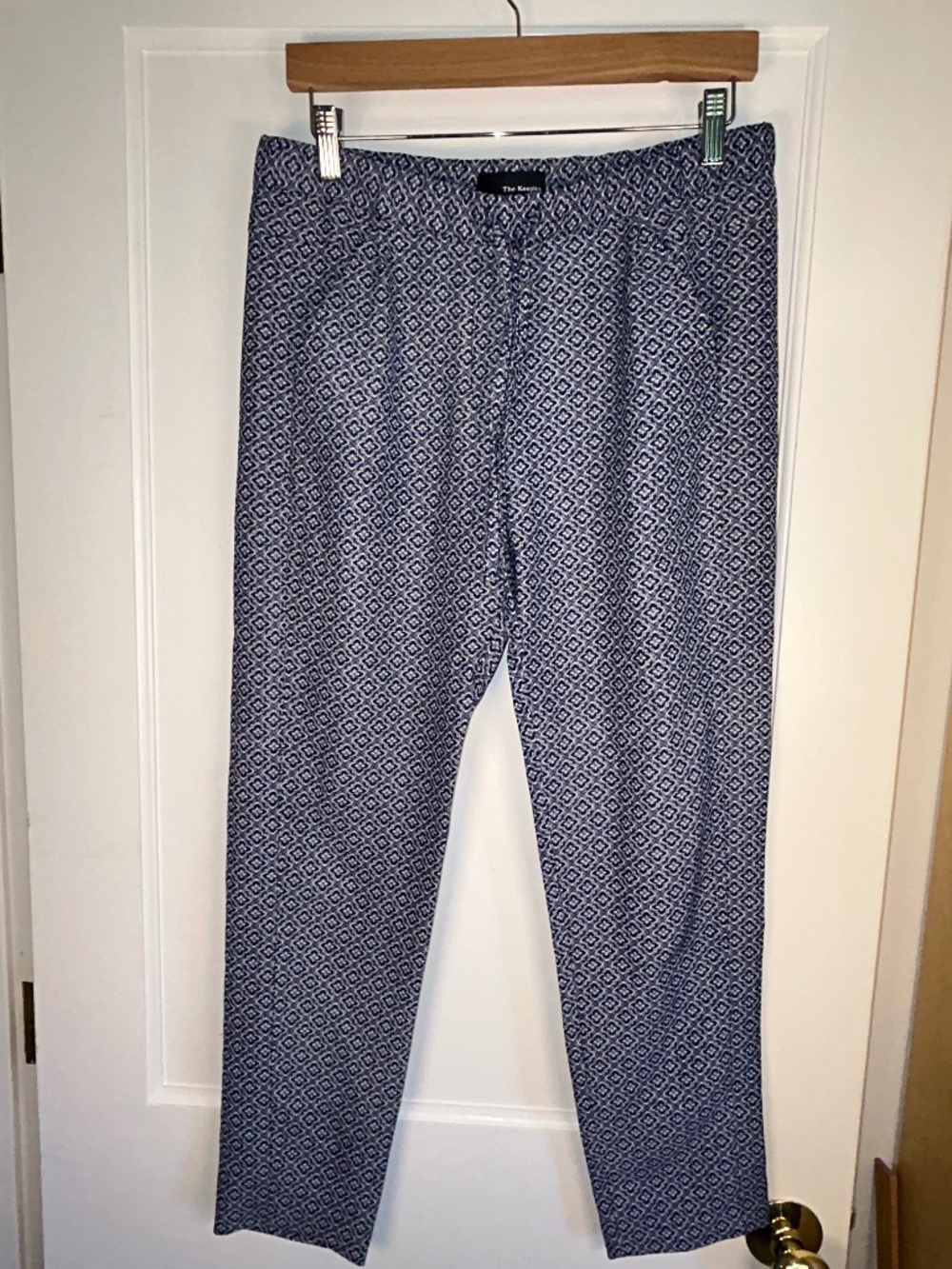 Kooples Monogram geometric print pant Size 36 or US 4 Navy & White  Office